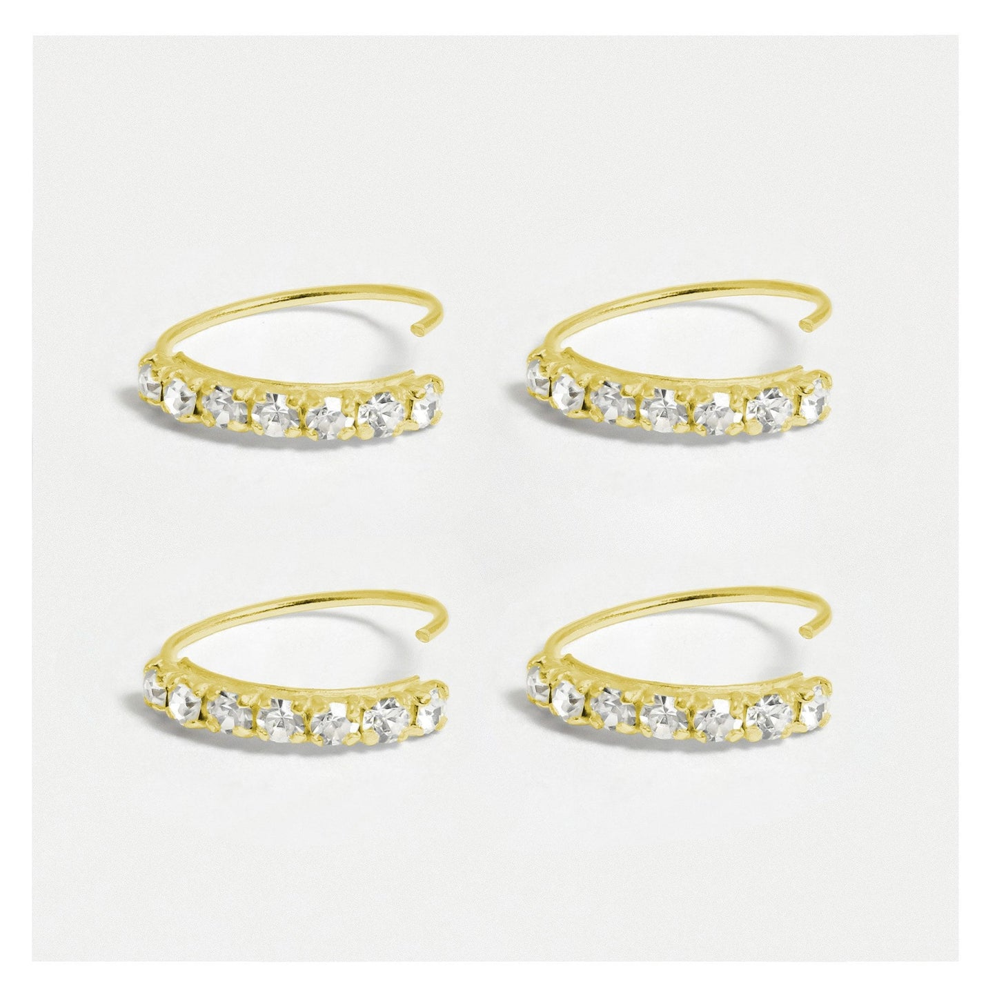 Gold Plated Silver Clear Crystal Kisses Nose Ring - 8mm & 10mm