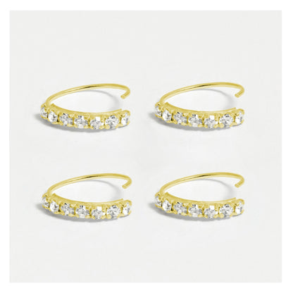 Gold Plated Silver Clear Crystal Kisses Nose Ring - 8mm & 10mm