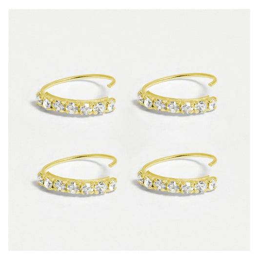 Gold Plated Silver Clear Crystal Kisses Nose Ring - 8mm & 10mm