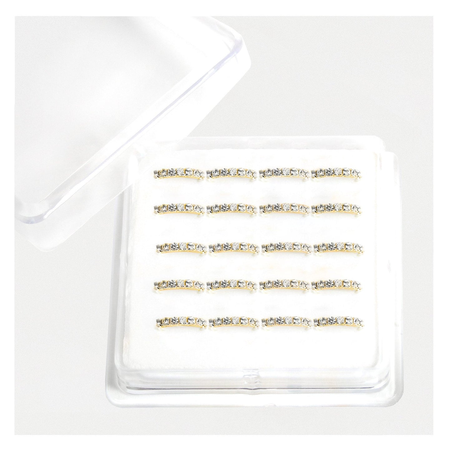 Gold Plated Silver Clear Crystal Kisses Nose Ring - 8mm & 10mm