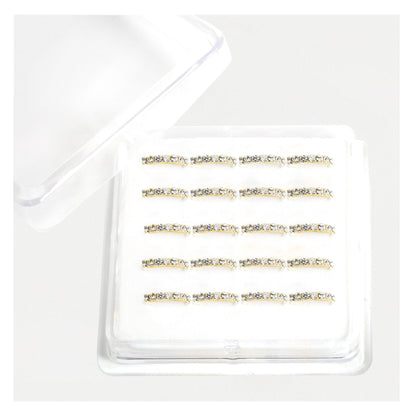 Gold Plated Silver Clear Crystal Kisses Nose Ring - 8mm & 10mm