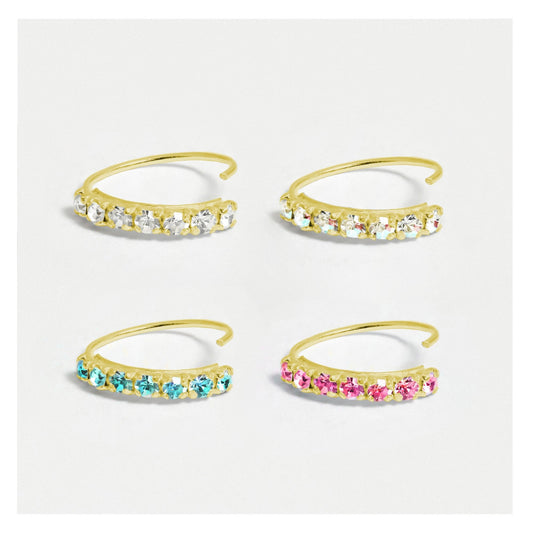 Gold Plated Silver Crystal Kisses Nose Ring - 8mm & 10mm, Assorted Colours