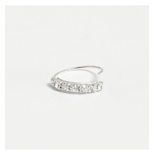 Silver Clear Crystal Kisses Nose Ring - 8mm & 10mm
