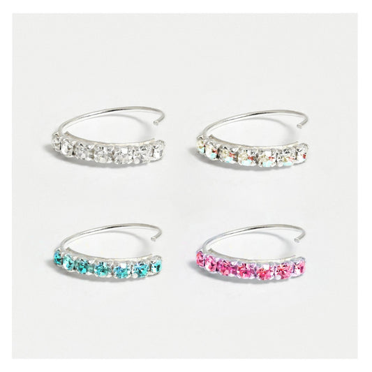 Silver Crystal Kisses Nose Ring - 8mm & 10mm, Assorted Colours