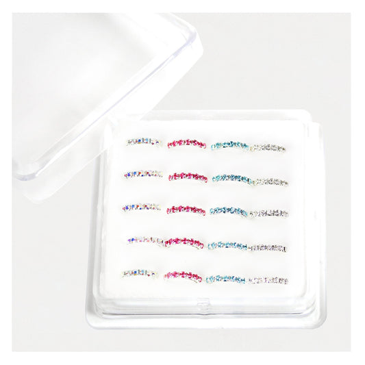 Silver Crystal Kisses Nose Ring - 8mm & 10mm, Assorted Colours