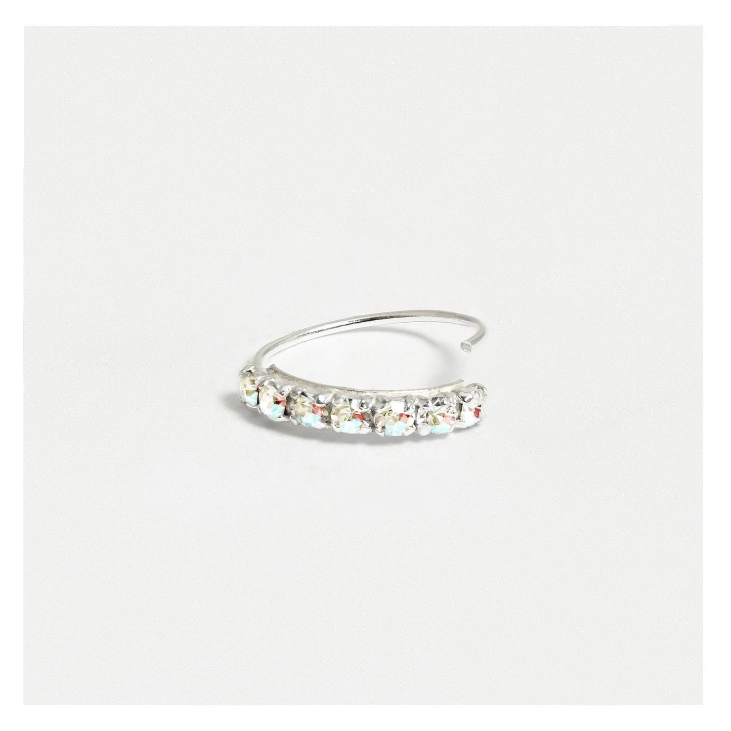 Silver Crystal Kisses Nose Ring - 8mm & 10mm, Assorted Colours