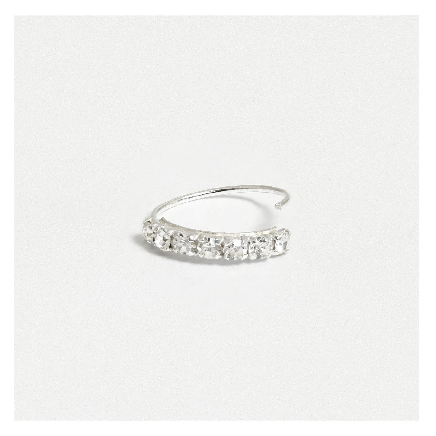 Silver Crystal Kisses Nose Ring - 8mm & 10mm, Assorted Colours