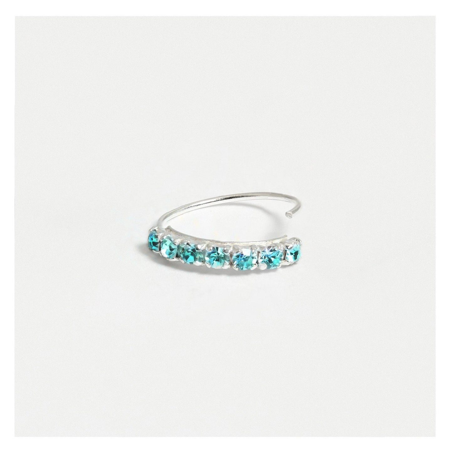 Silver Crystal Kisses Nose Ring - 8mm & 10mm, Assorted Colours
