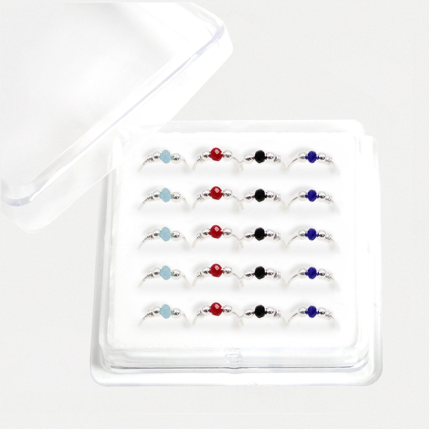 Silver Gemstone Aura Nose Ring - 10mm
