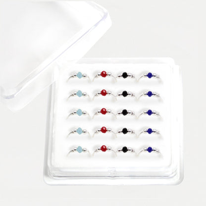 Silver Gemstone Aura Nose Ring - 10mm