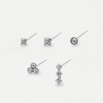 Silver Crystal Nose Pins - Mixed Designs