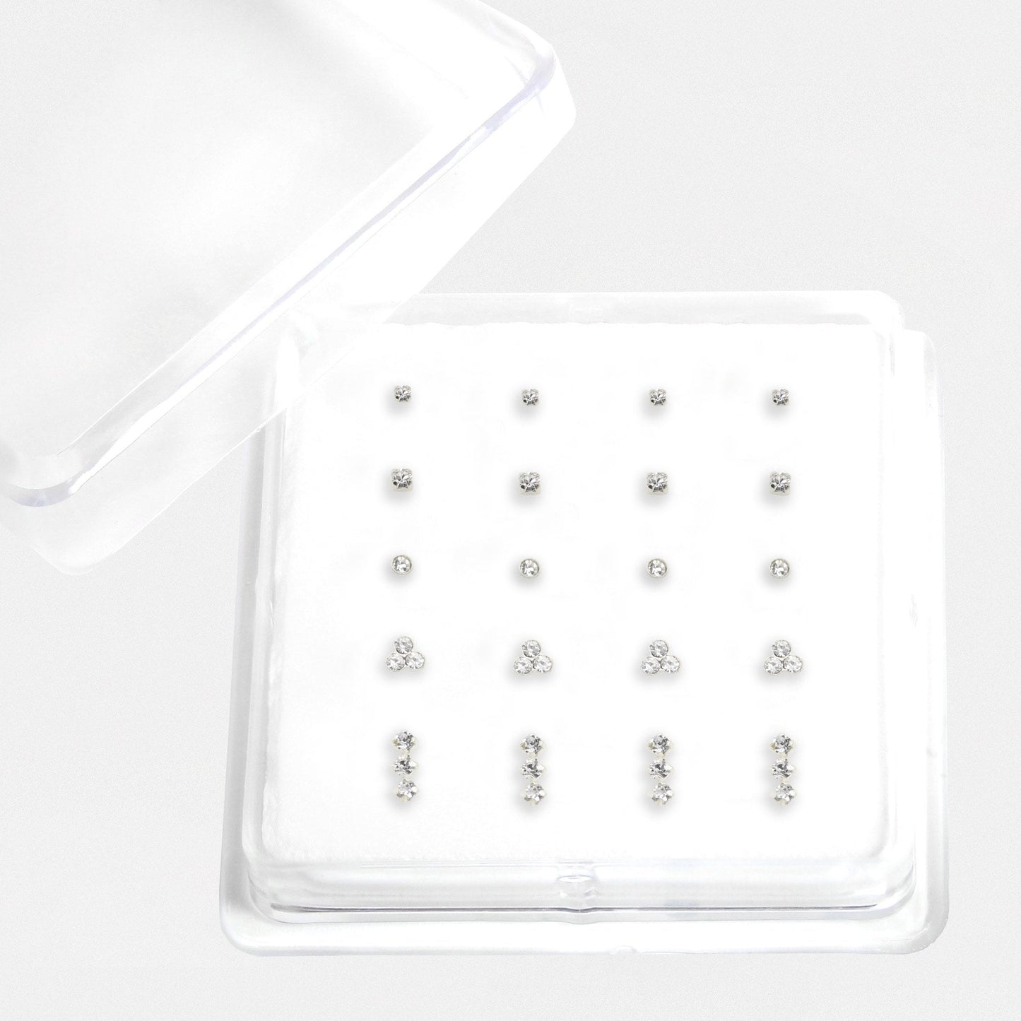 Silver Crystal Nose Pins - Mixed Designs