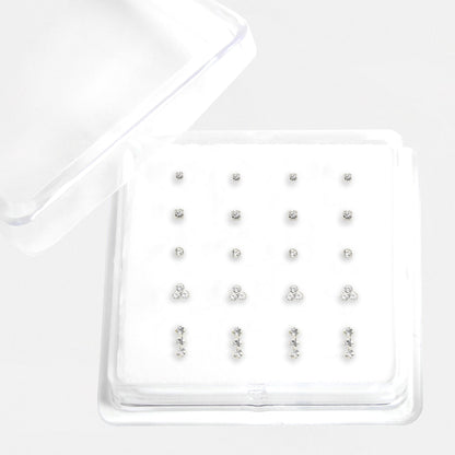 Silver Crystal Nose Pins - Mixed Designs