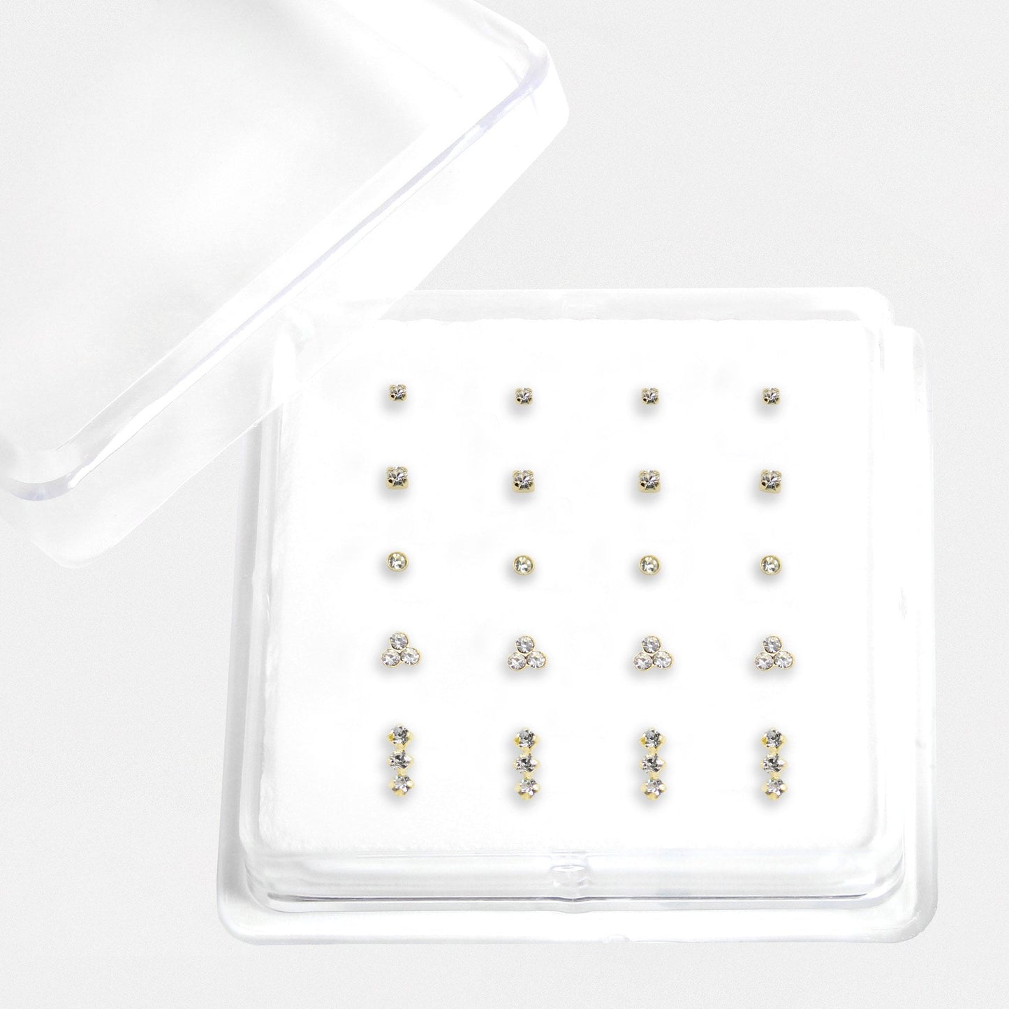 Gold Plated Silver Crystal Nose Pins - Mixed Designs