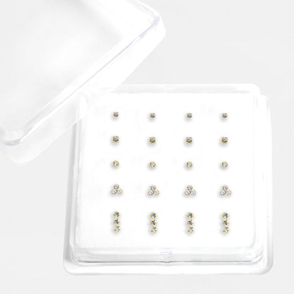 Gold Plated Silver Crystal Nose Pins - Mixed Designs