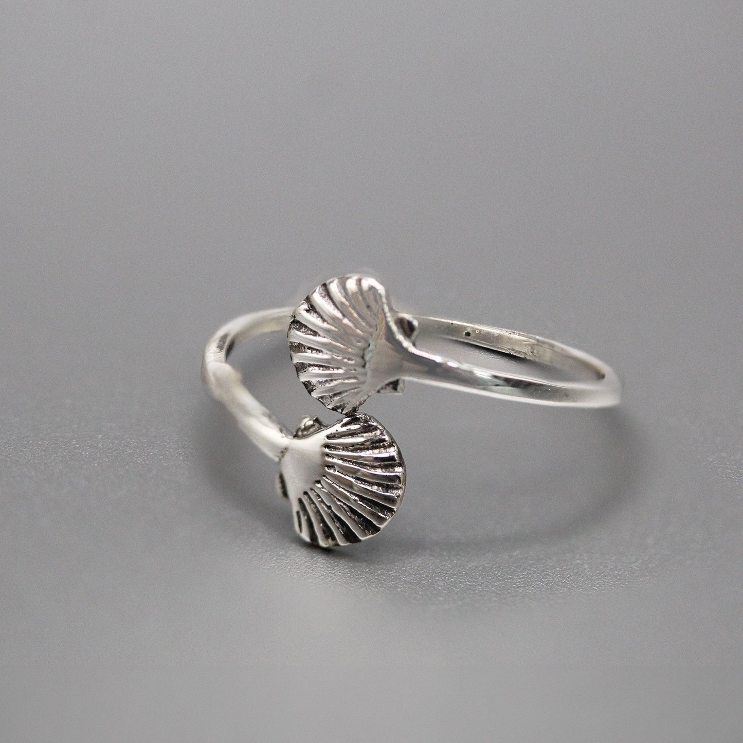 Silver Crossover Shell Ring