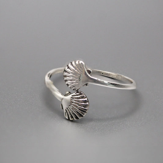 Silver Crossover Shell Ring