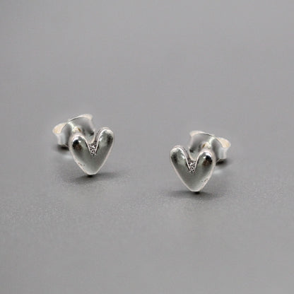 Silver Bubble Heart Ear Studs