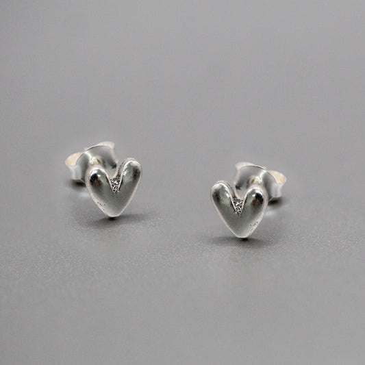 Silver Bubble Heart Ear Studs