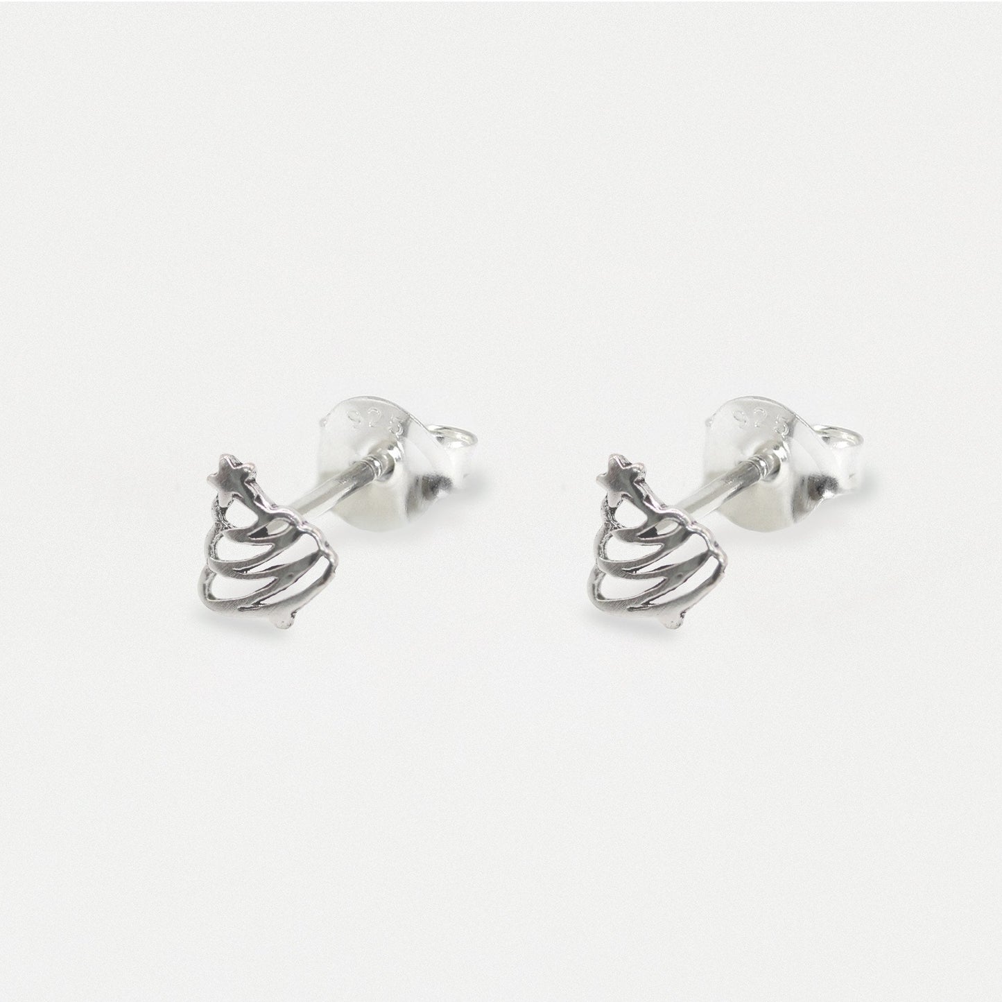 Silver Christmas Tree Ear Studs