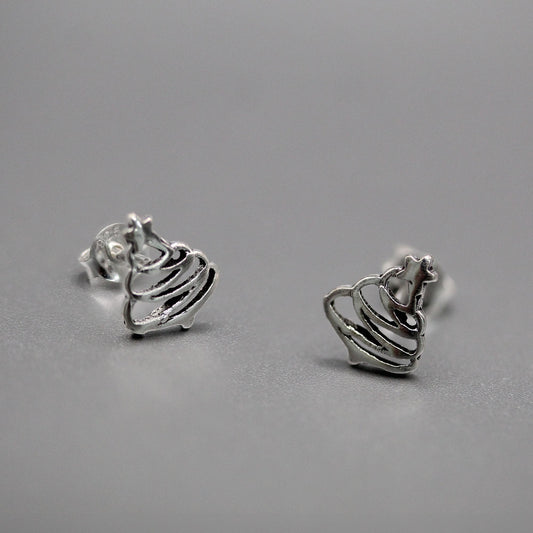 Silver Christmas Tree Ear Studs