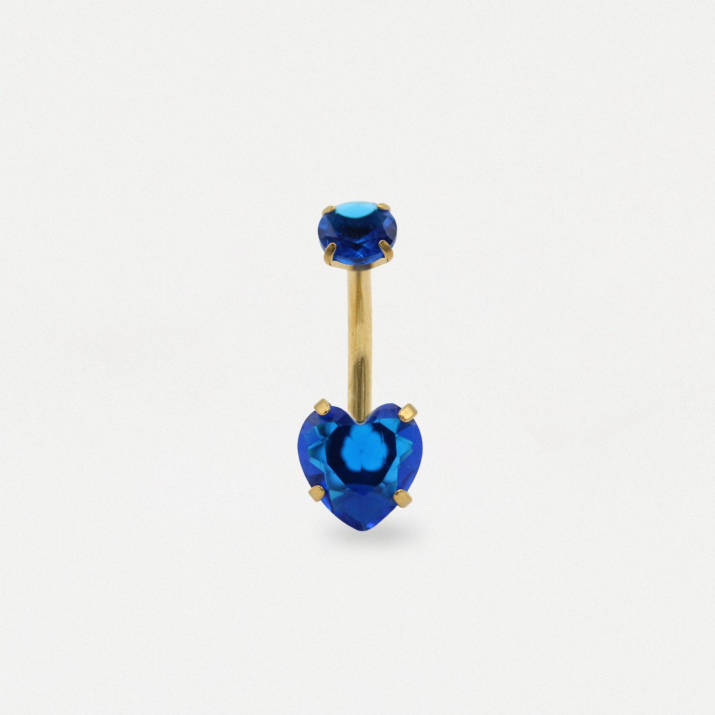 Gold PVD Steel Crown Jewel Heart Belly Bar