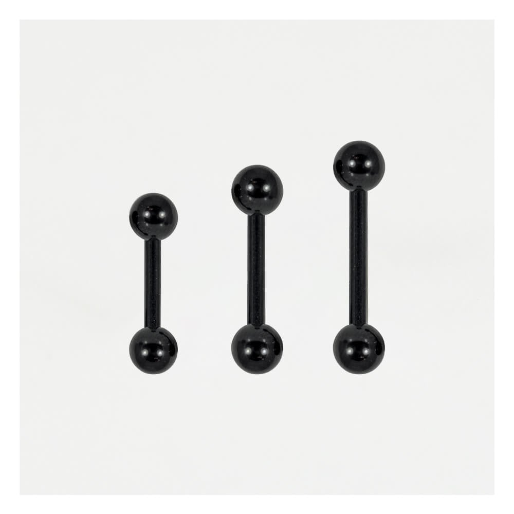 Black PVD Steel Straight Barbell - 1.2mm & 1.6mm