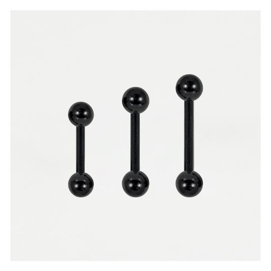Black PVD Steel Straight Barbell - 1.2mm & 1.6mm