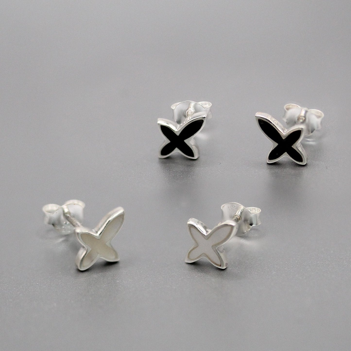 Silver Embellished Cross Ear Studs
