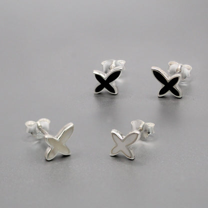 Silver Embellished Cross Ear Studs
