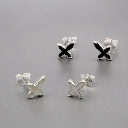 Silver Embellished Cross Ear Studs