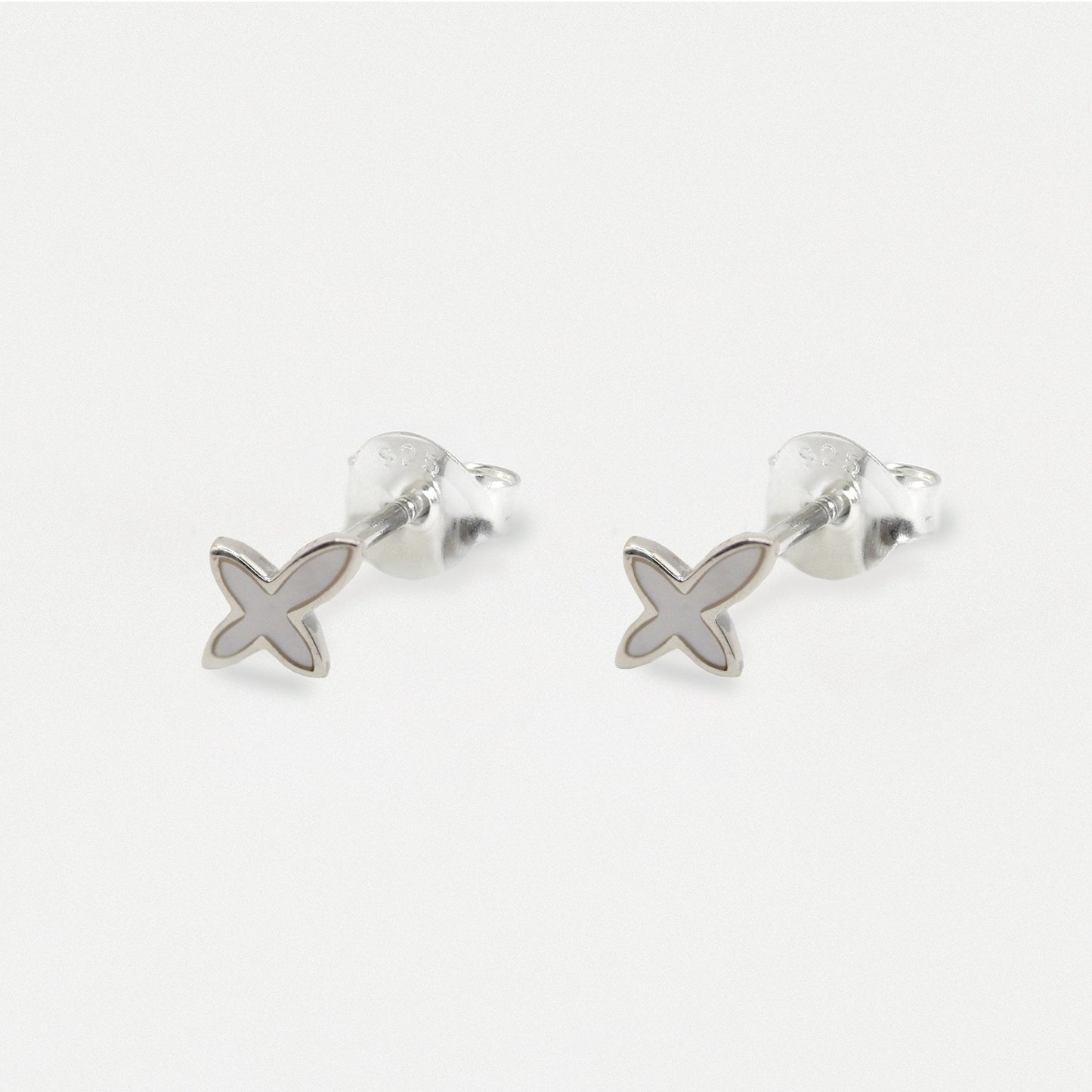 Silver Embellished Cross Ear Studs