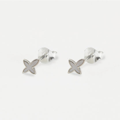 Silver Embellished Cross Ear Studs