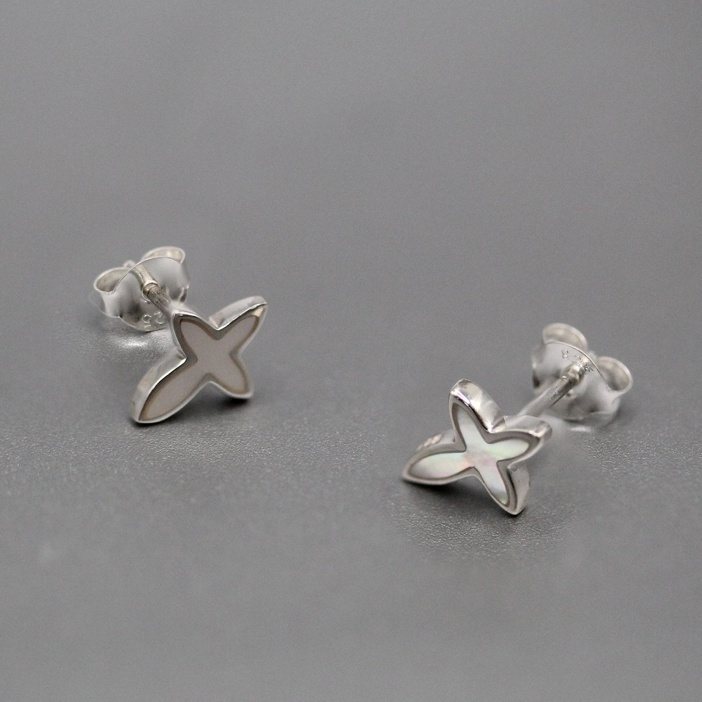 Silver Embellished Cross Ear Studs