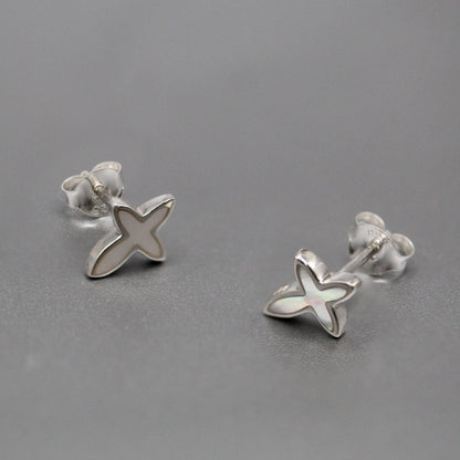 Silver Embellished Cross Ear Studs