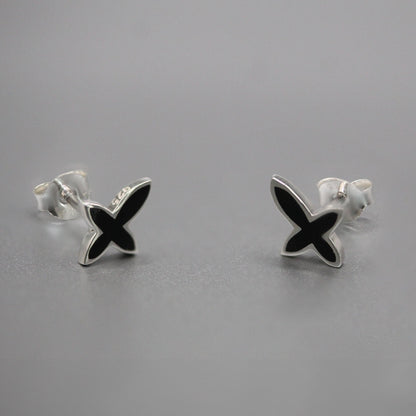 Silver Embellished Cross Ear Studs