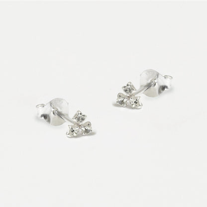 Silver Three Stone Sparkle Studs
