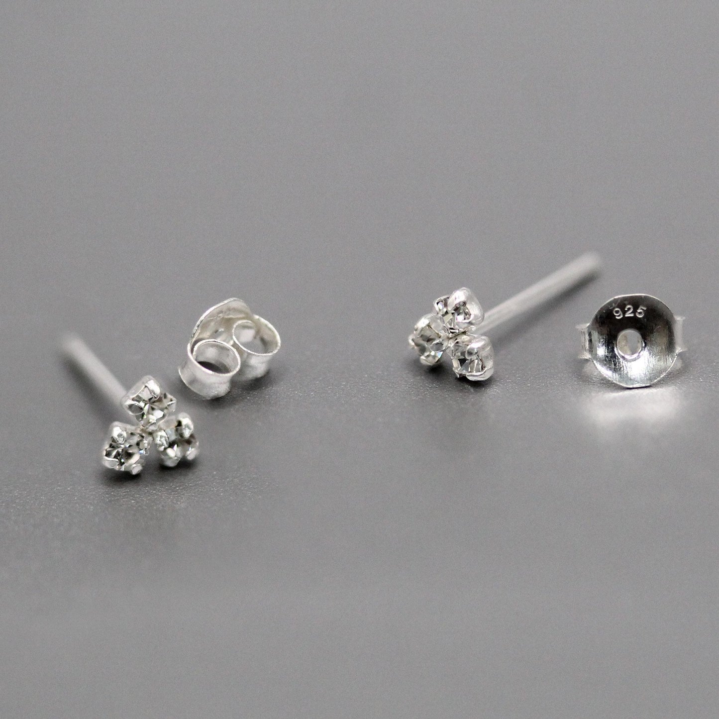 Silver Three Stone Sparkle Studs
