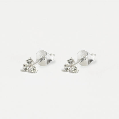 Silver Three Stone Sparkle Studs