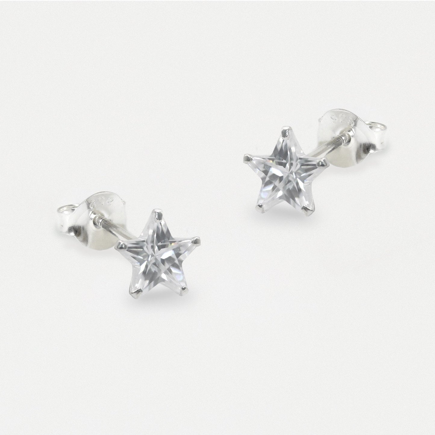 Silver Star Clear CZ Studs - 8mm