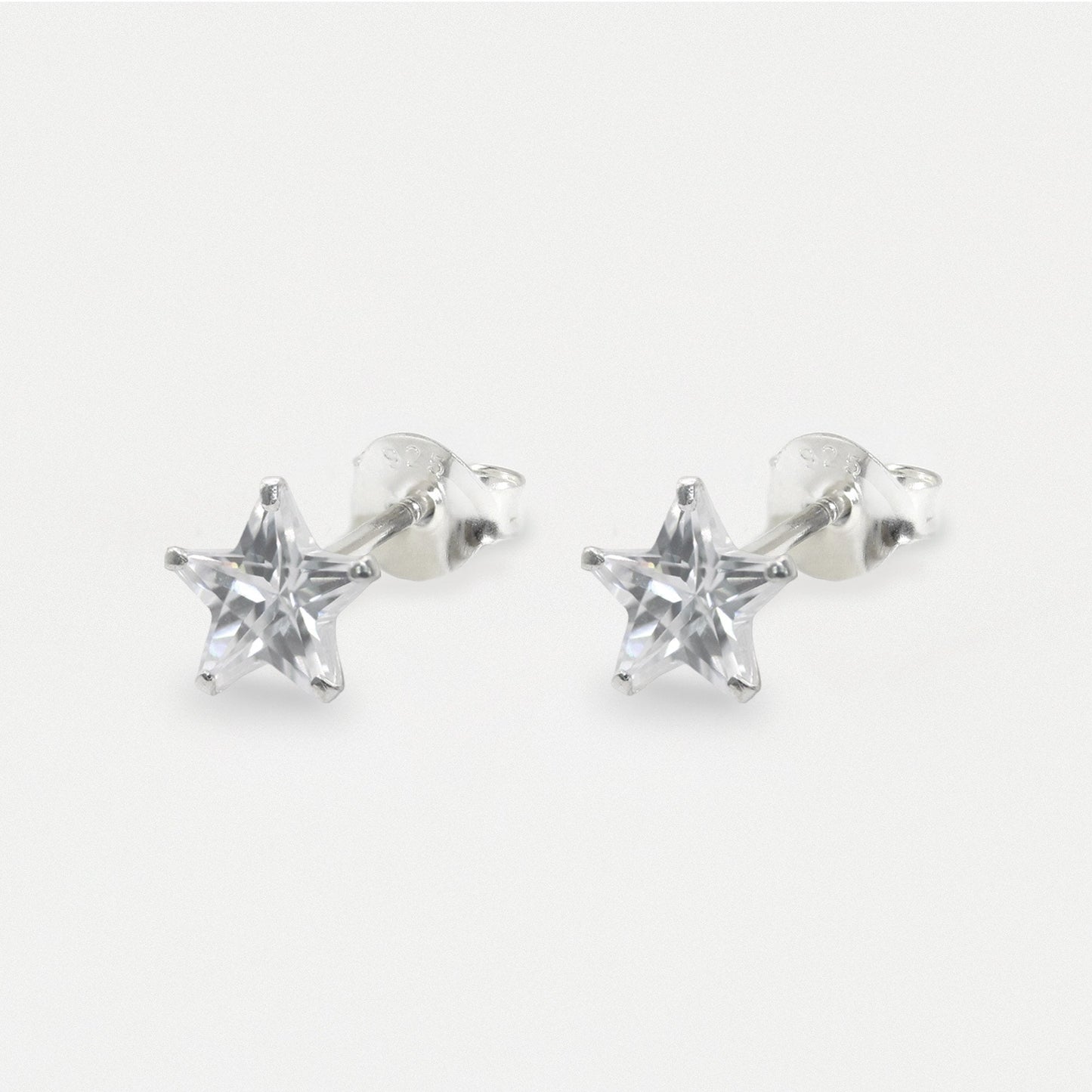 Silver Star Clear CZ Studs - 8mm