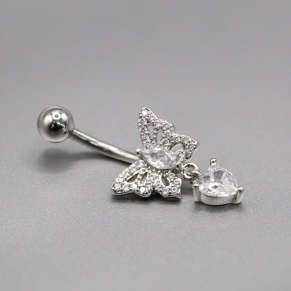 Steel Charmed Butterfly Belly Bar