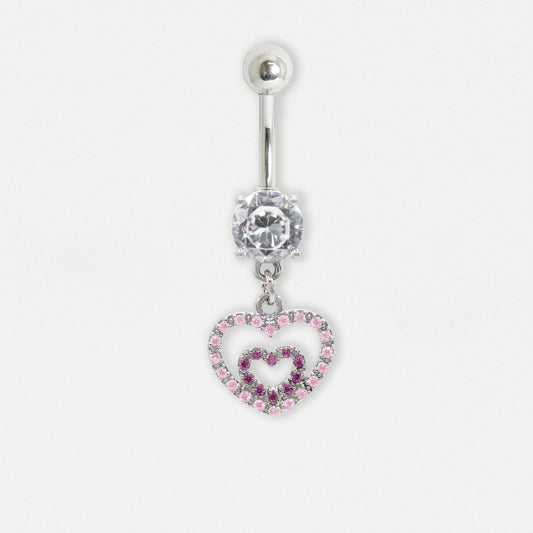 Steel Heart-in-Heart Belly Bar