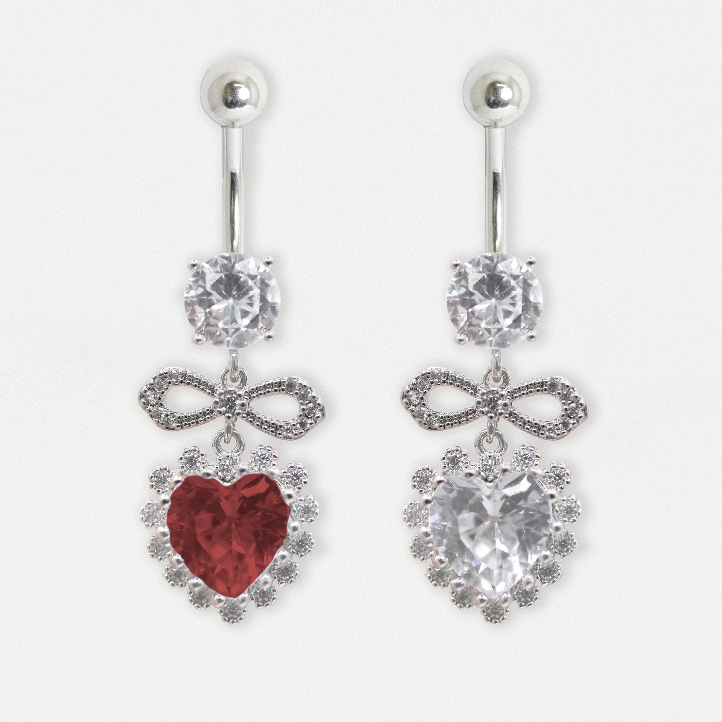 Steel Passion Ribbon Heart Belly Bar