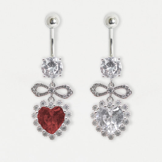Steel Passion Ribbon Heart Belly Bar
