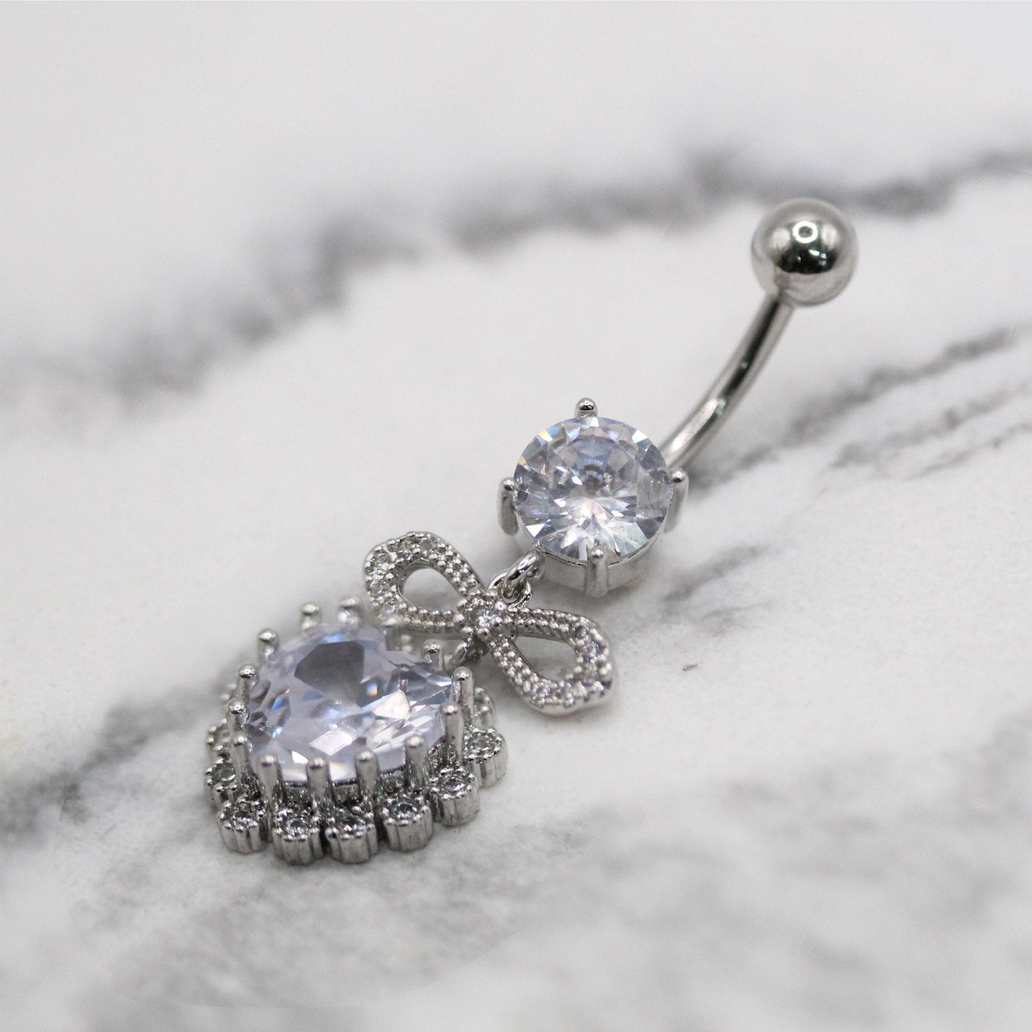 Steel Passion Ribbon Heart Belly Bar