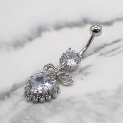 Steel Passion Ribbon Heart Belly Bar