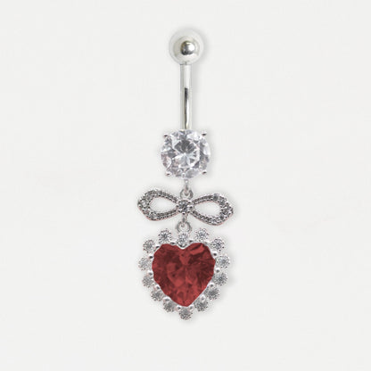 Steel Passion Ribbon Heart Belly Bar