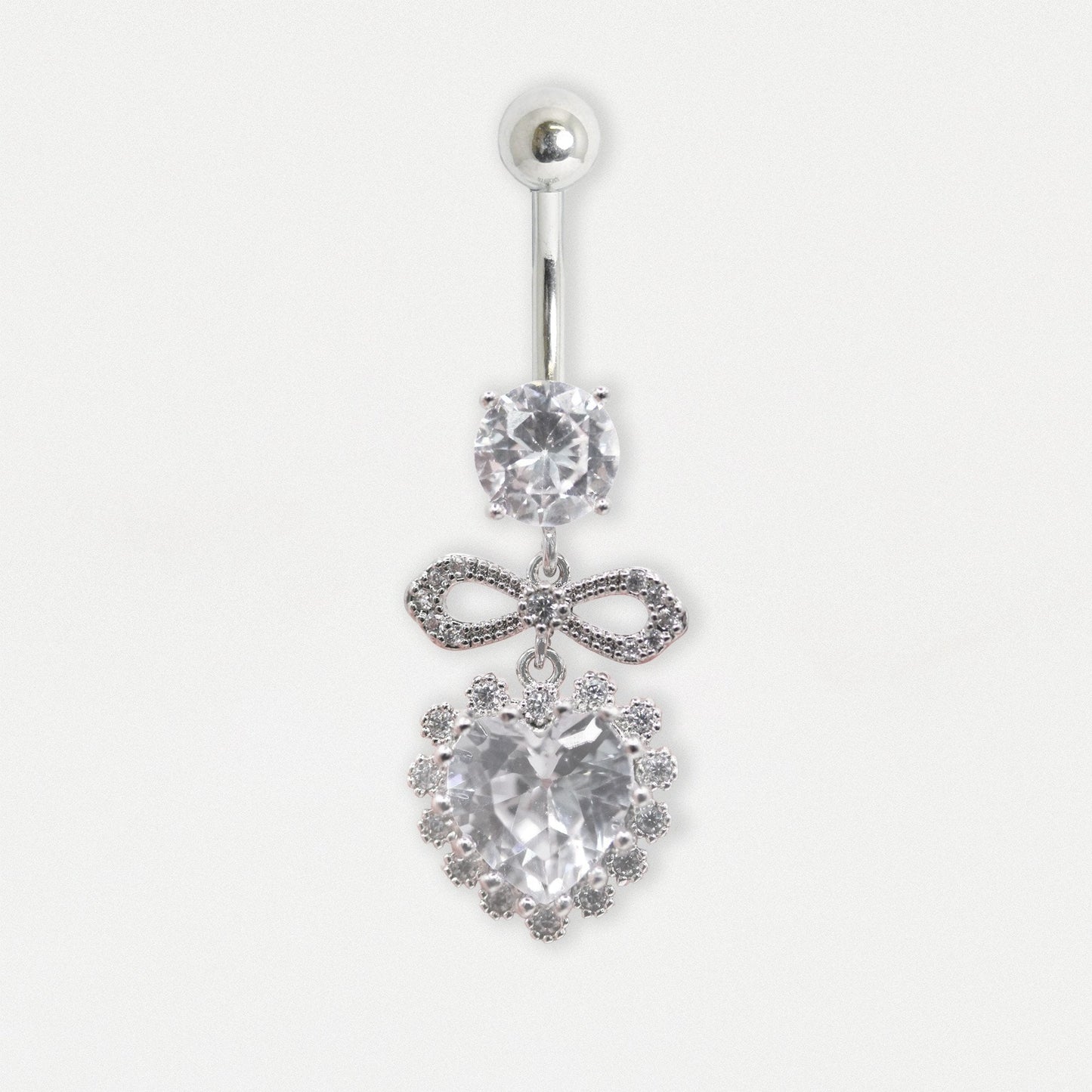 Steel Passion Ribbon Heart Belly Bar