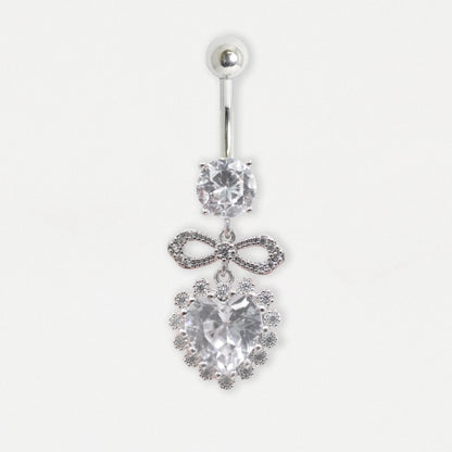 Steel Passion Ribbon Heart Belly Bar